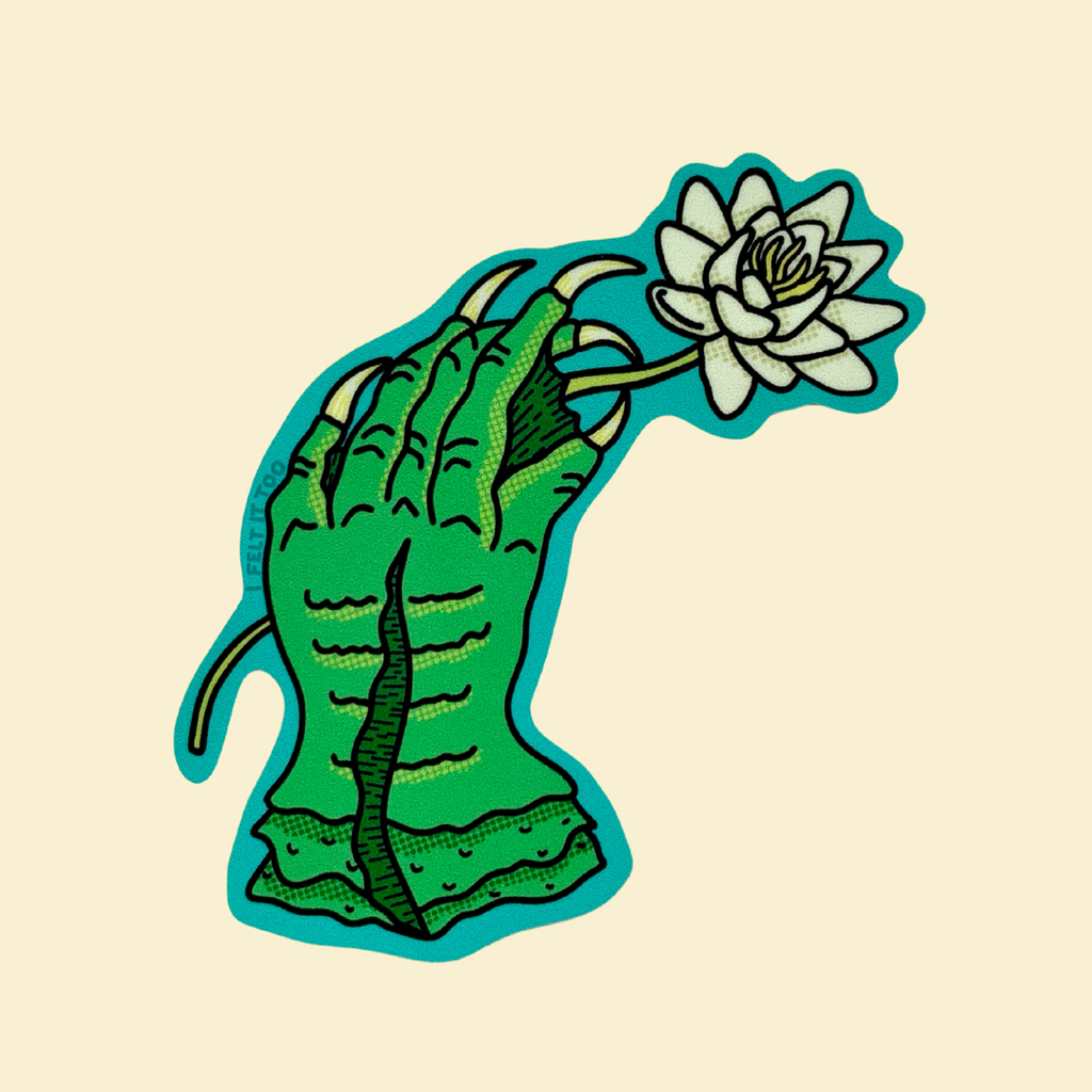 Victorian Swamp Creature Hand with Lotus Sticker