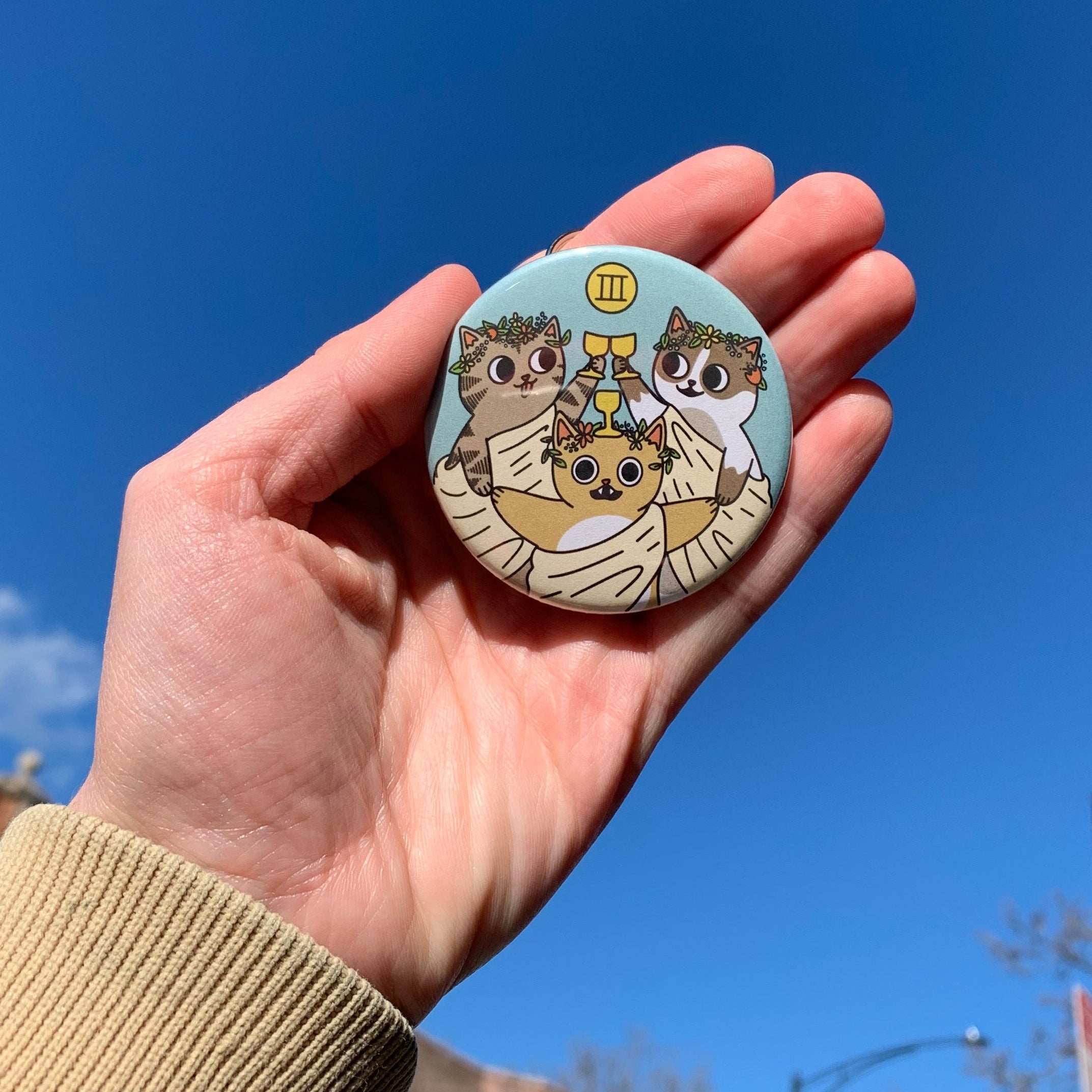 Three of Cats (Three of Cups) Keychain Bottle Opener