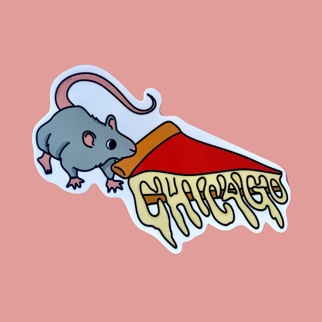 Chicago Deep Dish Pizza Rat Sticker