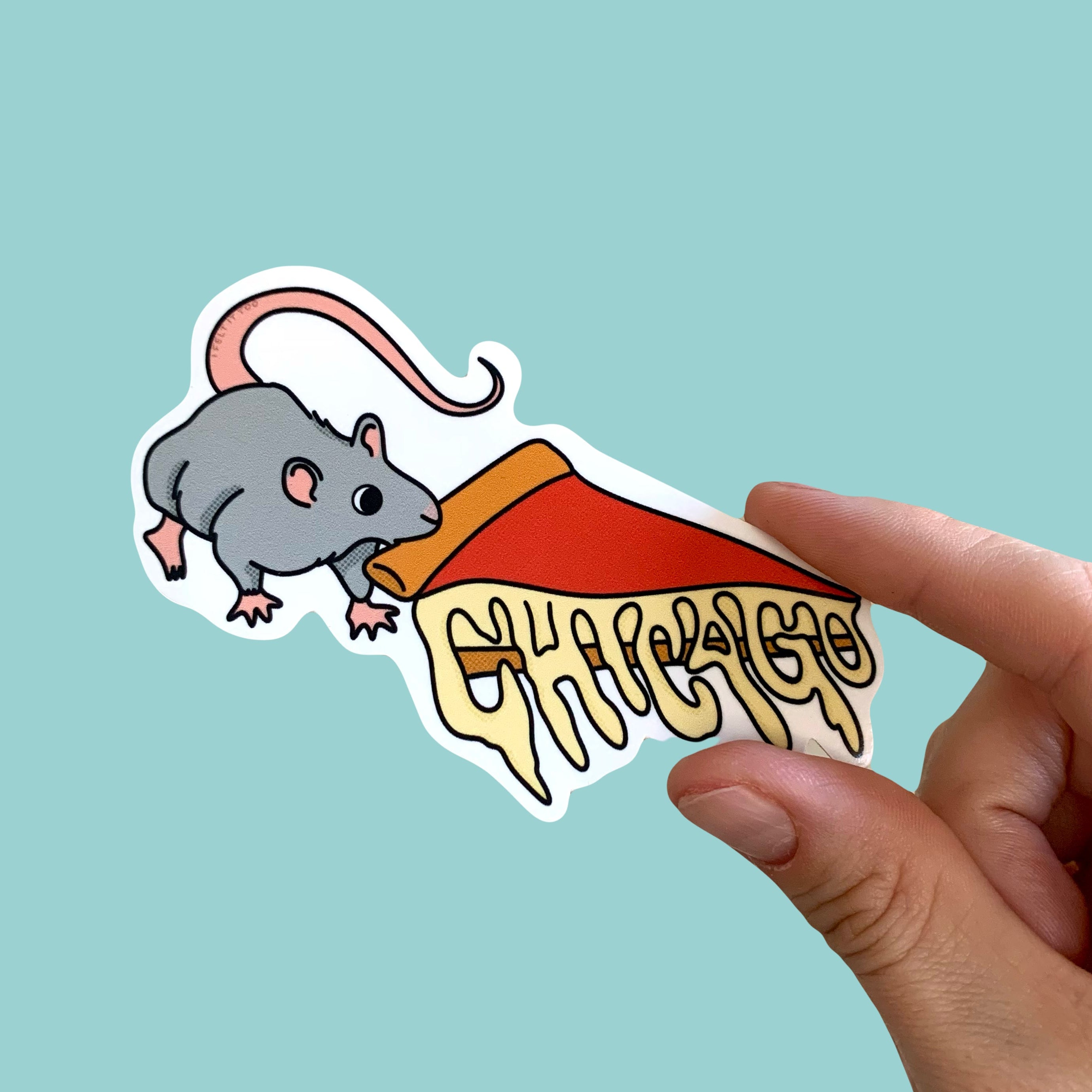 Chicago Deep Dish Pizza Rat Sticker