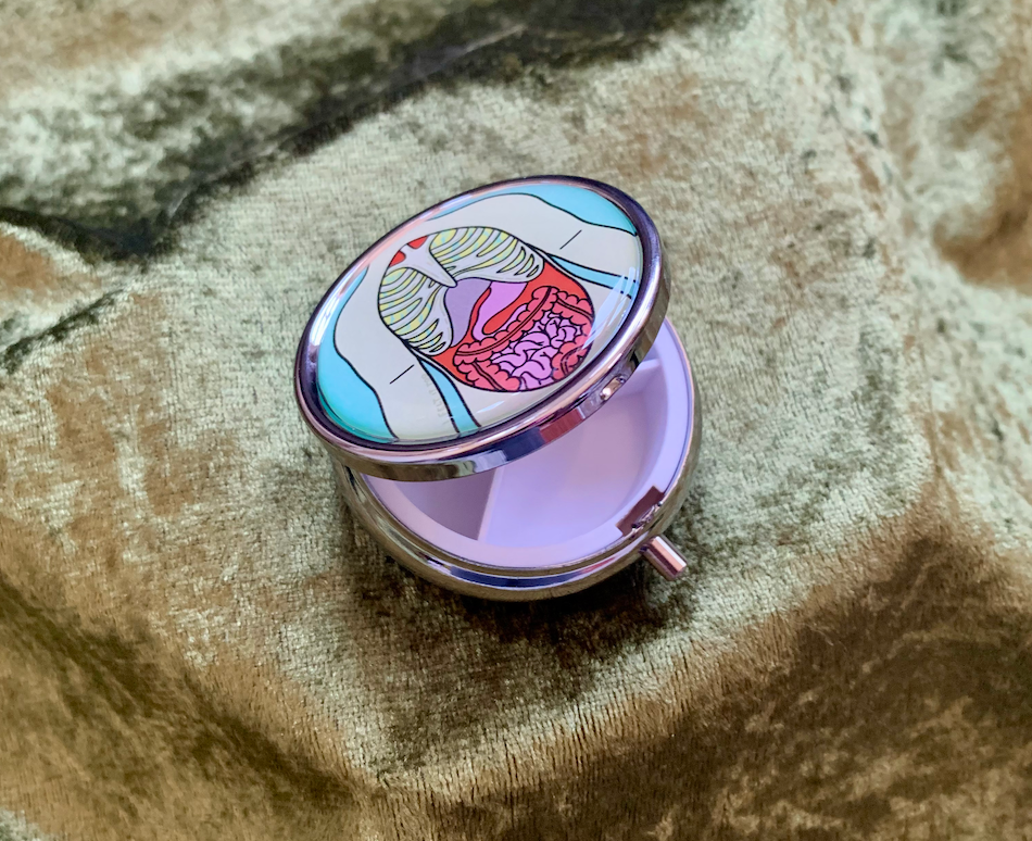 Vintage Inspired Anatomy Round Pill box Organizer