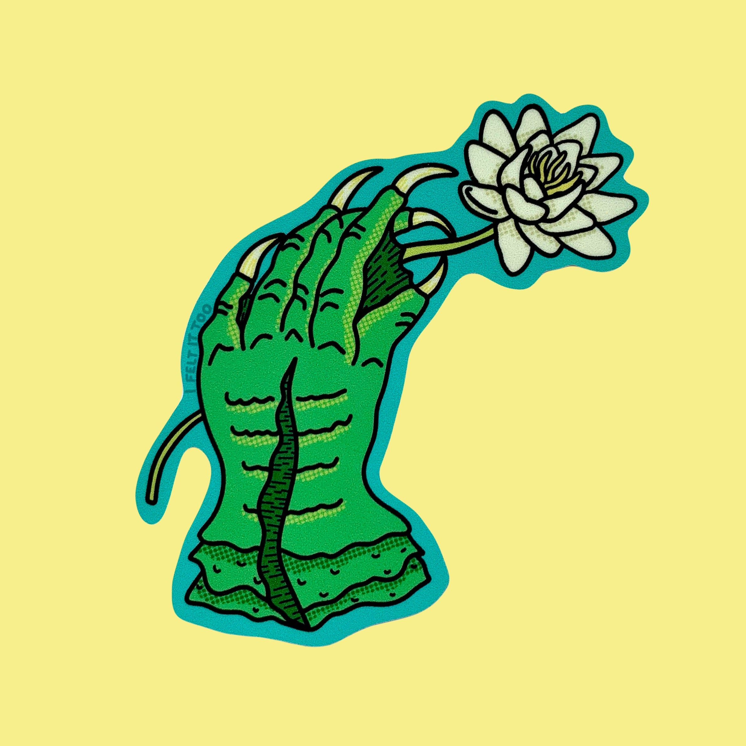 Victorian Swamp Creature Hand with Lotus Sticker