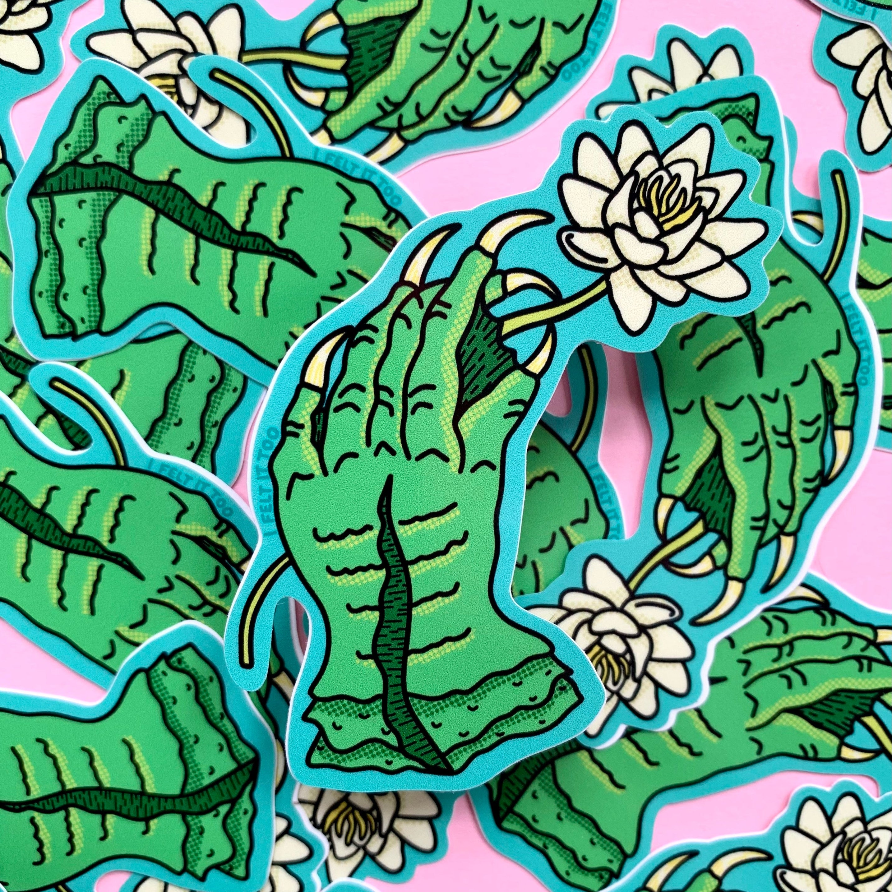 Victorian Swamp Creature Hand with Lotus Sticker